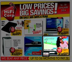 HiFi Corp : Low Prices, Big Savings (16 Jan - 19 Jan 2014), page 1