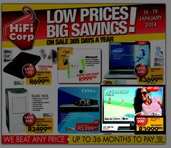 HiFi Corp : Low Prices, Big Savings (16 Jan - 19 Jan 2014), page 1