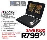 Sansui 7" Screen Portable DVD Player PD1003