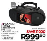 Sansui 7" Screen Portable Boombox With DVD POR1005