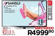 Sansui 51" Plasma 3D TV STY0251