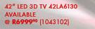 LG 42" LED 3D TV 42LA6130