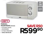 Defy 20Ltr Manual Microwave Oven Silver Finish-DMO349