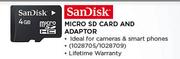 SanDisk Micro SD Card And Adaptor 8GB