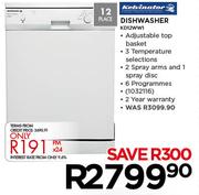 Kelvinator Dishwasher KD12WW1