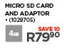 SanDisk 4GB Micro SD Card and Adaptor
