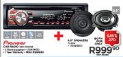 Pioneer Car Radio DEH-X1650UB + 6.5" Speakers TS-1014