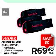 Sandisk Cruzer Blade Flash Drive-4GB Each