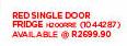 Hisense 150Ltr Red Single Door Fridge H200RRE