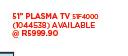 Samsung 51" Plasma TV 51F4000