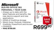 Microsoft Bus-MS Office 365 Personal 1 Year Subs