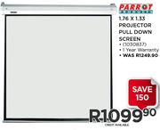 Parrot Products 1.76x1.33 Projector Pull Down Screen
