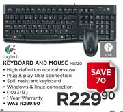 Logitech Keyboard And Mouse MK120