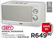 Defy 20L Manual Microwave DMO349