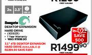 Seagate 3.5" 3TB Desktop Expansion Hard Drive