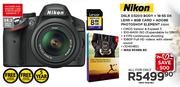 Nikon DSLR D3200 Body + 18-55DX Lens + 8GB Card + Adobe Photoshop Element