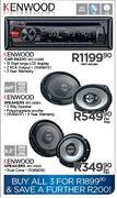 Kenwood Car Radio KDC-U250R+ Kenwood Speakers KFC-E6965+ Kenwood Speakers KFC-E1665-Per Pair