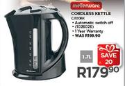 Mellerware 1.7Ltr Cordless Kettle CJ100BK