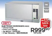 Defy 28Ltr Electronic Microwave DMO351