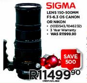 Sigma Lens 150-500mm F5-6.3 OS Canon Or Nikon