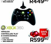 Xbox 360 Wireless Controller/Play & Charger Bundle