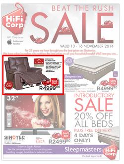HiFi Corp : Beat The Rush Sale - Sleepmasters (13 Nov - 16 Nov 2014), page 1