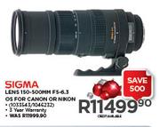 Sigma Lens 150-500mm F5-6.3 OS For Canon Or Nikon