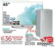 Hisense 65" 3D LED Smart TV 65XT790 Plus Hisense Single Door Fridge H200RRE