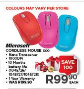 Microsoft Colour Cordless Mouse-1000 Each