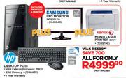 HP Desktop PC 110 plus Samsung LED Monitor 193300 LED plus Xerox Mono Laser Printer 3010V