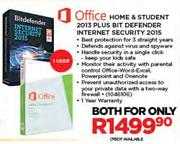 Microsoft Office Home & Student 2013 Plus Bit Defender Internet Security 2015
