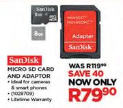 SanDisk 8GB Micro SD Card and Adaptor