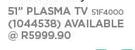 Samsung 51" Plasma TV 51F4000