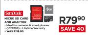 SanDisk 8GB Micro SD Card and Adaptor