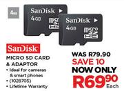 SanDisk 4GB Micro SD Card & Adaptor Each