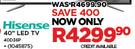 Hisense 40" LED TV 40D36P