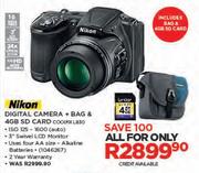 Nikon Digital Camera + Bag & 4GB SD Card COOLPIX L830