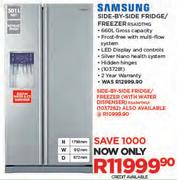 Samsung 501Ltr Metallic Finish Side By Side Fridge/Freezer RSA1DTMG