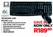 Logitech Keyboard And Mouse-MK120