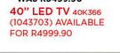 Hisense 40" Full HD LED TV-40K366