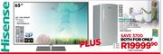 Hisense 65" Full HD 3D Smart LED TV-65K600 + Hisense 150ltr Single Door Fridge-H200RRE