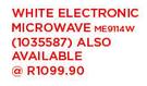 Samsung 32Ltr White Electronic Microwave ME9114W