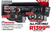 Pioneer Car Radio Kit DXT-X1669UB plus 6x9" 230 Watts Max Power Speakers plus 6" 200 Watts Max Power
