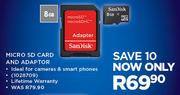 SanDisk 8GB Micro SD Card and Adaptor