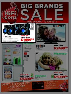 HiFi Corp : Big Brands Sale (29 Apr - 10 May 2015), page 1