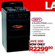 Defy 4 Plate Stove DSS509