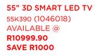 Hisense 55" FHD 3D Smart LED TV 55K390
