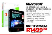 Microsoft MS Office 2013 Home & Student + Bit Defender Is 2015 1 User