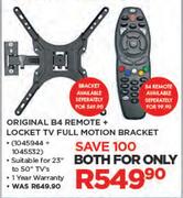 Original B4 Remote + Locket TV Full Motion Bracket