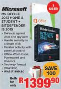 Microsoft MS Office 2013 Home & Student+ Bitdefender Is 2015 1 User